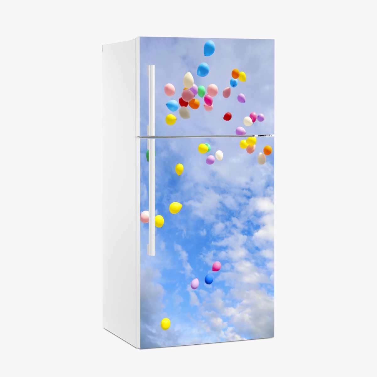 Kühlschrankaufkleber bunte luftballons steigen in den himmel – Wallnifity®