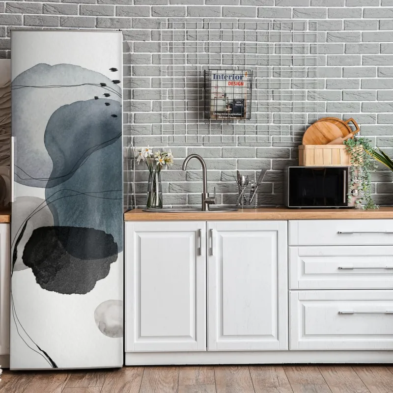 Kühlschrankaufkleber türkiser aquarellausbruch abstrakt – Wallnifity®