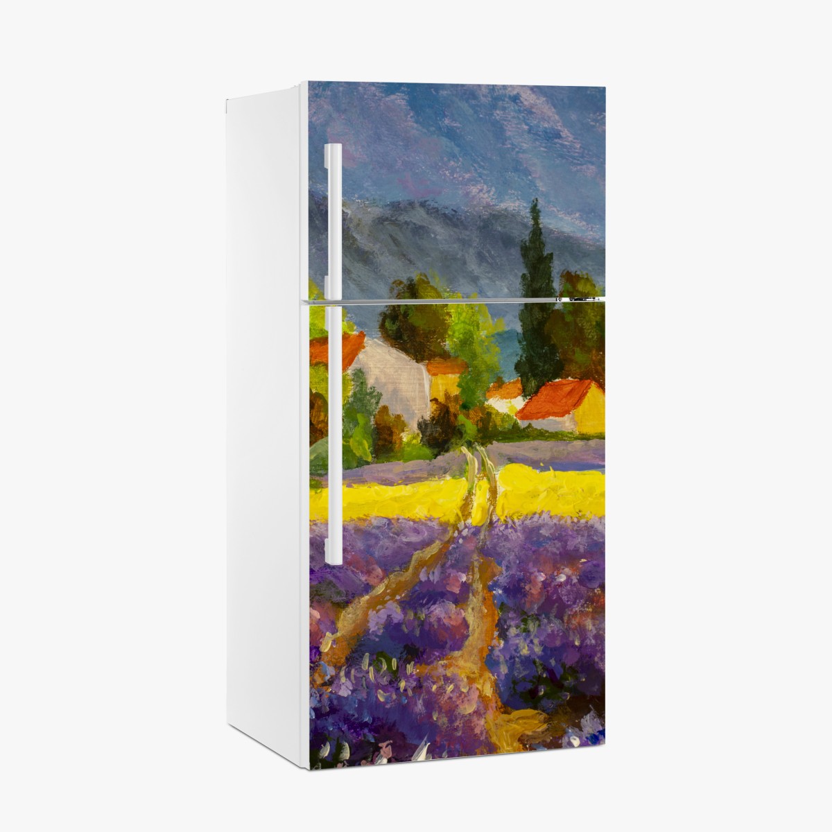 Kühlschrankaufkleber lavendelfelder bei sonnenuntergang – Wallnifity®