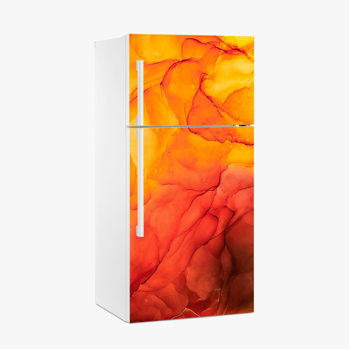 Kühlschrankaufkleber lebendige orange abstrakte alkoholkunst – Wallnifity®
