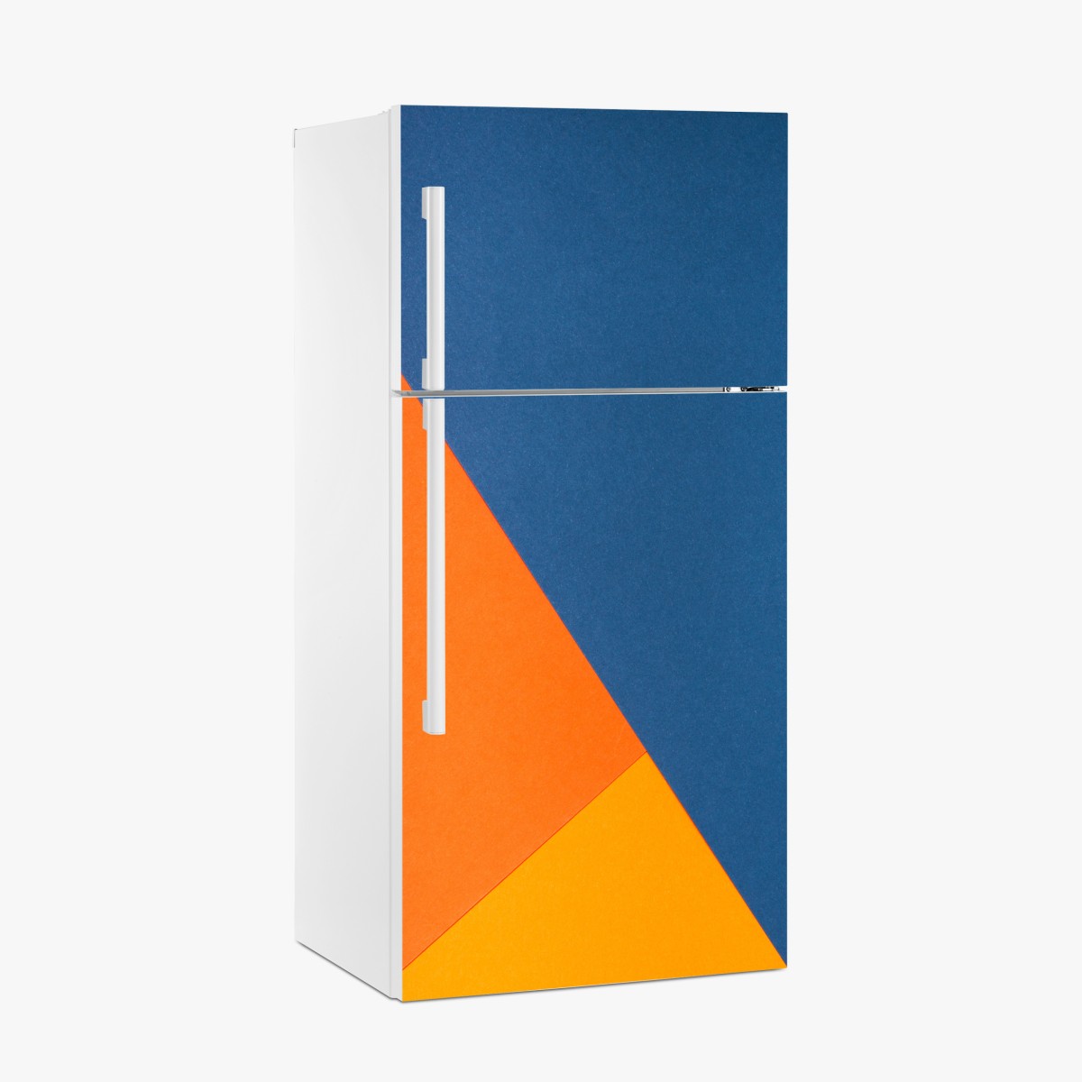 Kühlschrankaufkleber mutige geometrische komposition in blau und orange – Wallnifity®