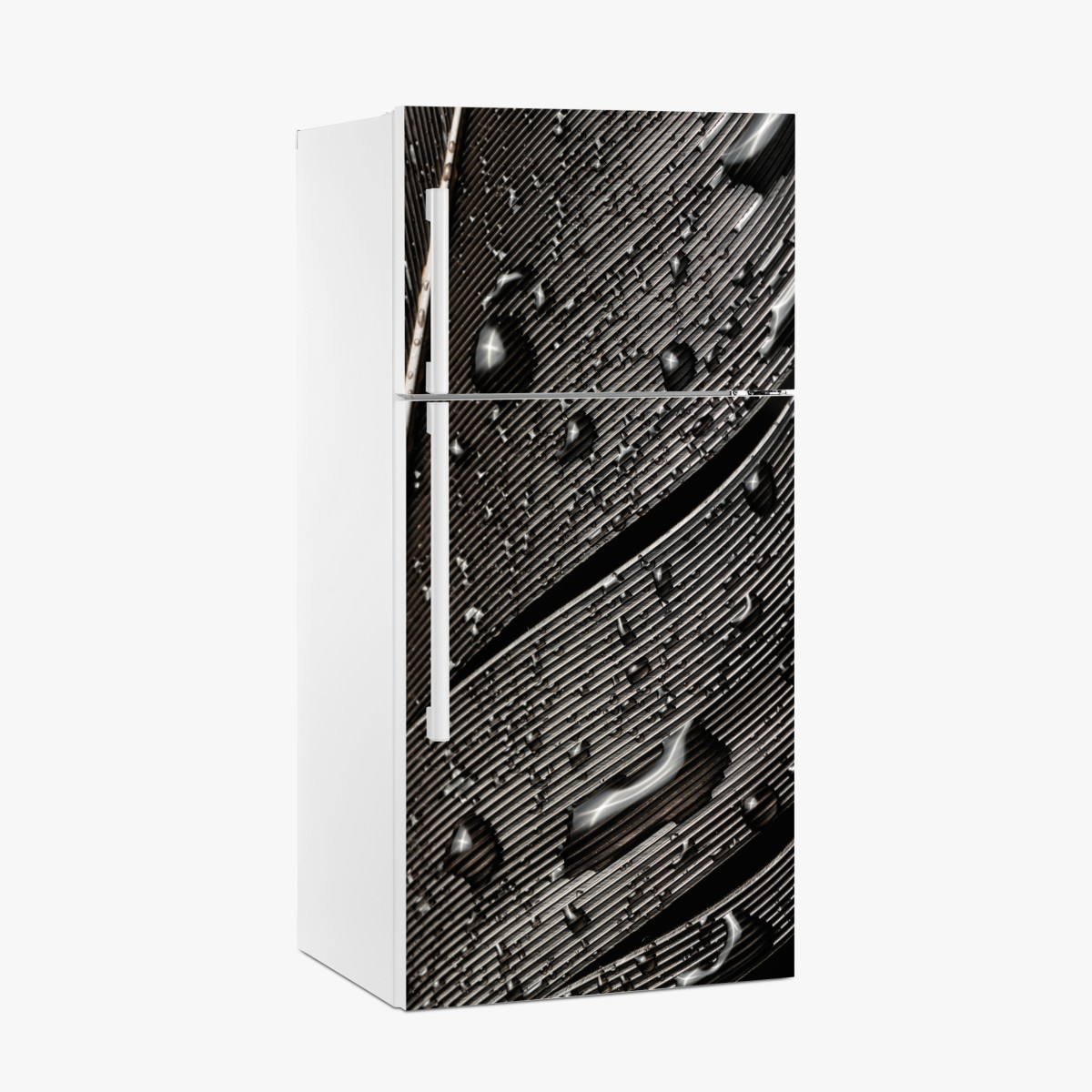 Kühlschrankaufkleber monochrome feder mit wassertropfen – Wallnifity®