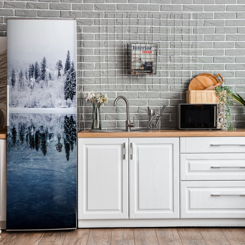 Kühlschrankaufkleber türkiser aquarellausbruch abstrakt – Wallnifity®