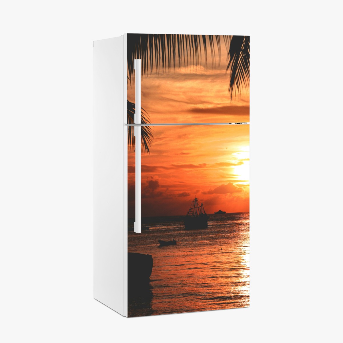 Kühlschrankaufkleber tropischer sonnenuntergang am meer – Wallnifity®
