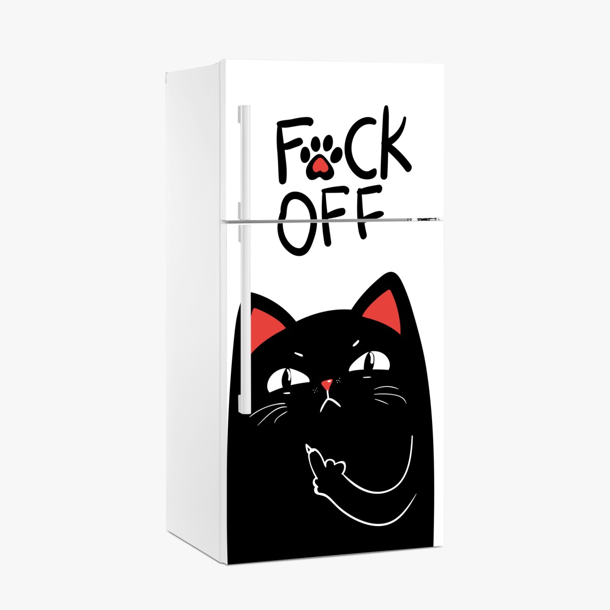 Kühlschrankaufkleber freche schwarze katze mit attitude – Wallnifity®