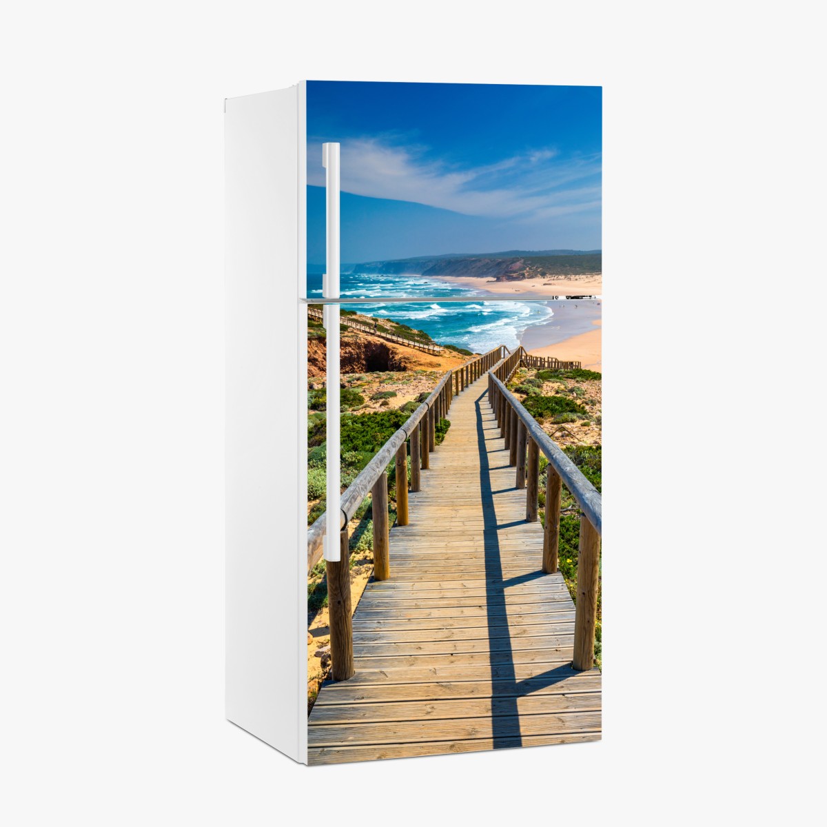 Kühlschrankaufkleber holzsteg zur Praia da Bordeira – Wallnifity®