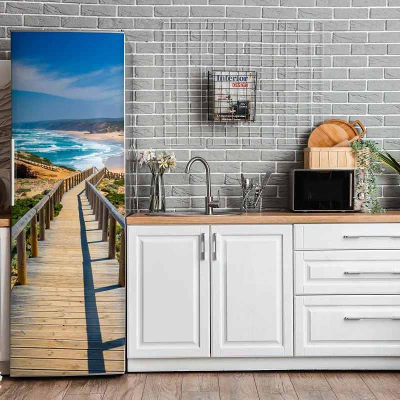 Kühlschrankaufkleber elegantes aquarell-blumenmuster auf dunklem hintergrund – Wallnifity®