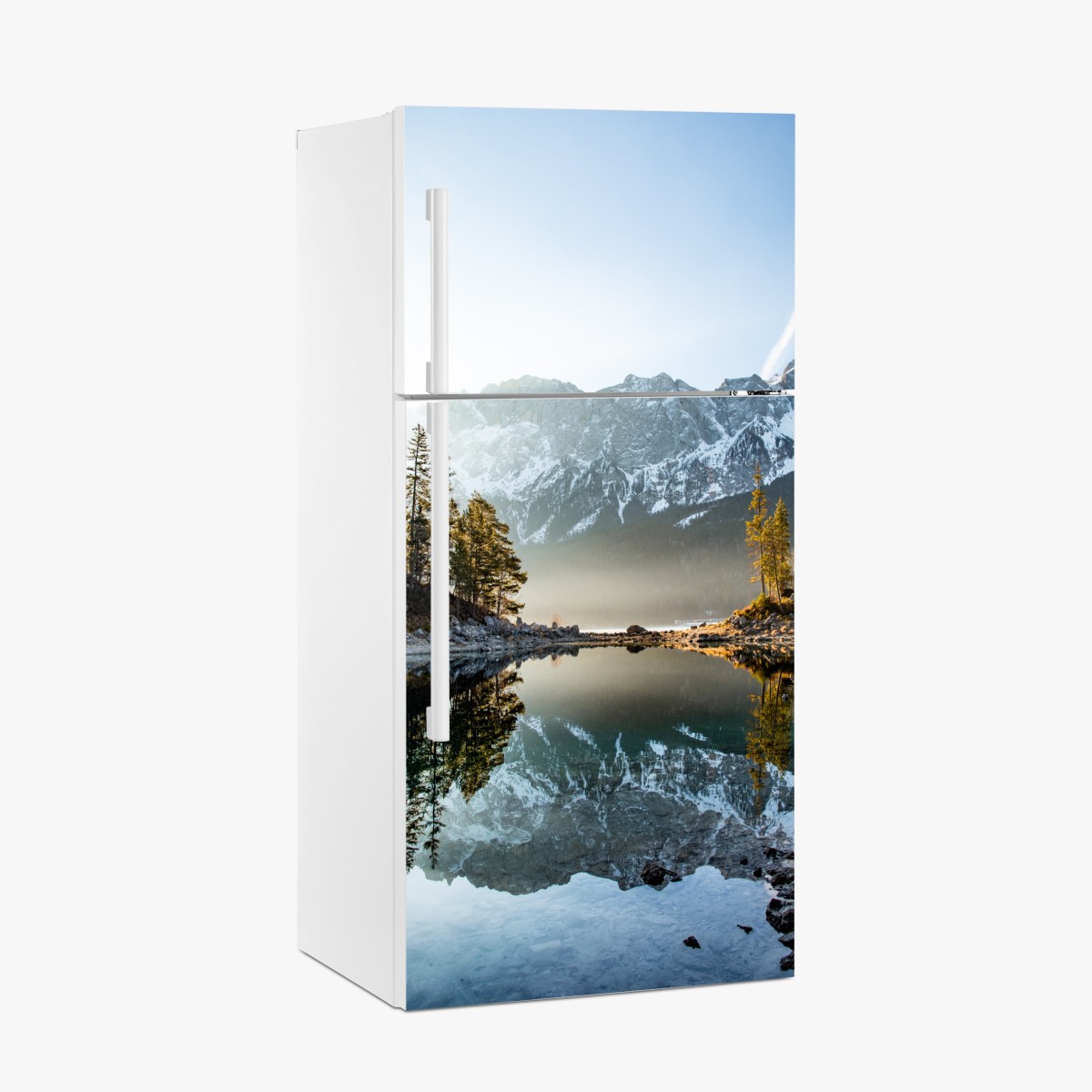 Kühlschrankaufkleber bergsee spiegelung bei sonnenaufgang – Wallnifity®