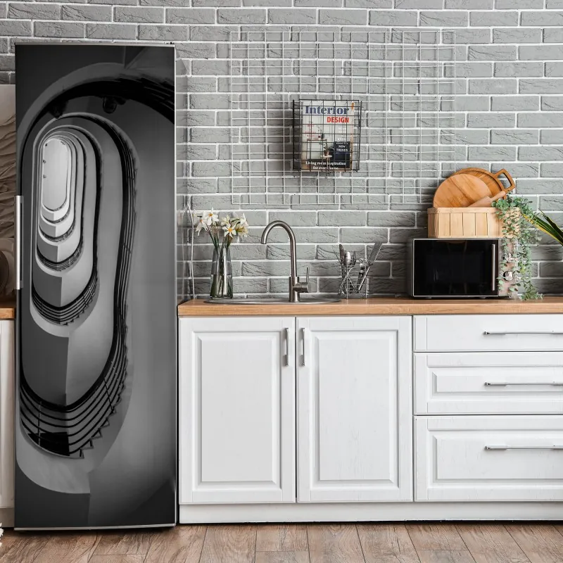Kühlschrankaufkleber monochromes geometrisches metallmuster – Wallnifity®