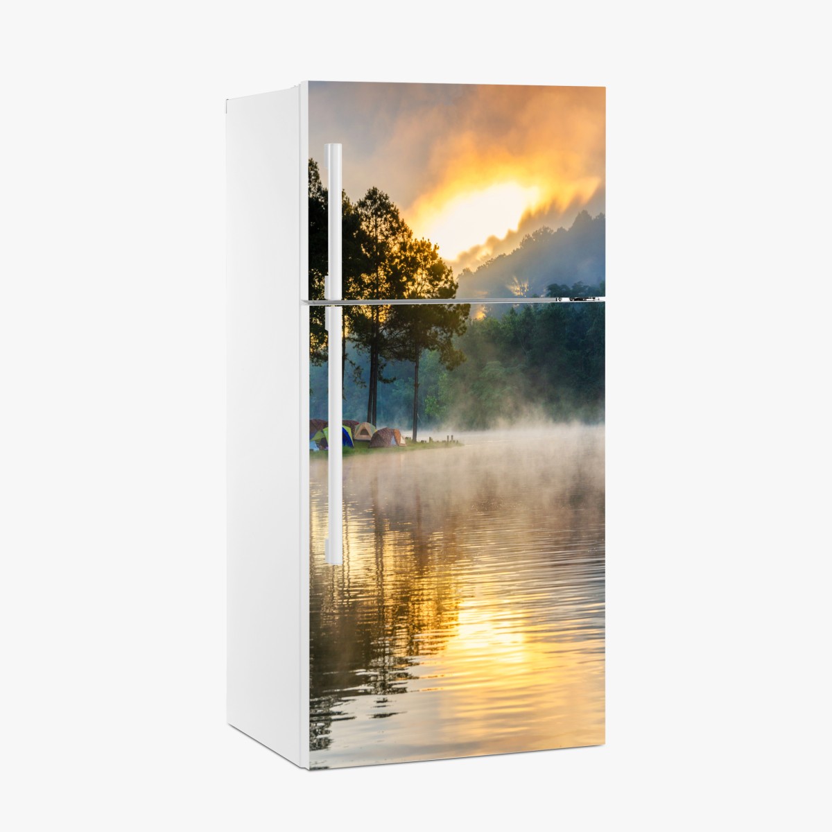 Kühlschrankaufkleber morgendlicher nebel am Pang Oung see, Mae Hong Son – Wallnifity®