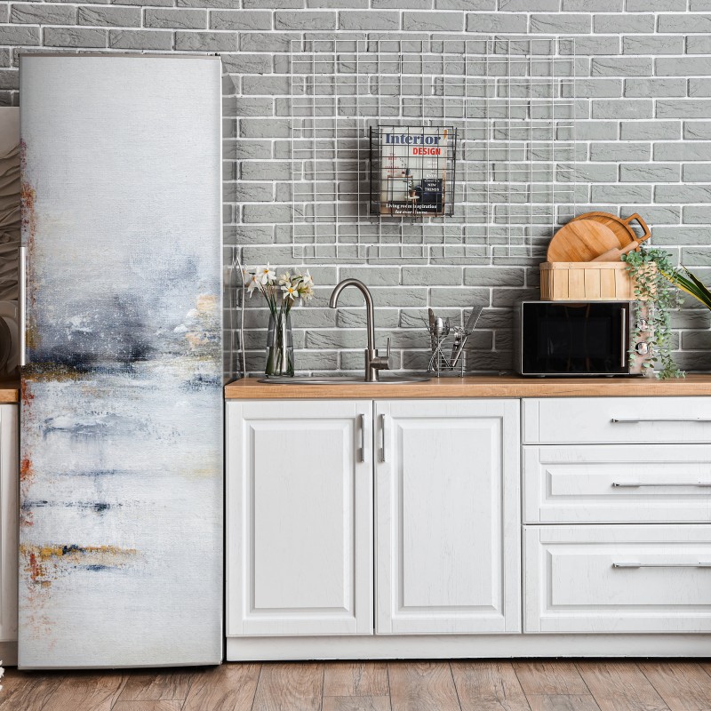 Kühlschrankaufkleber lebhafte aquarell-abstraktion in warmen tönen – Wallnifity®