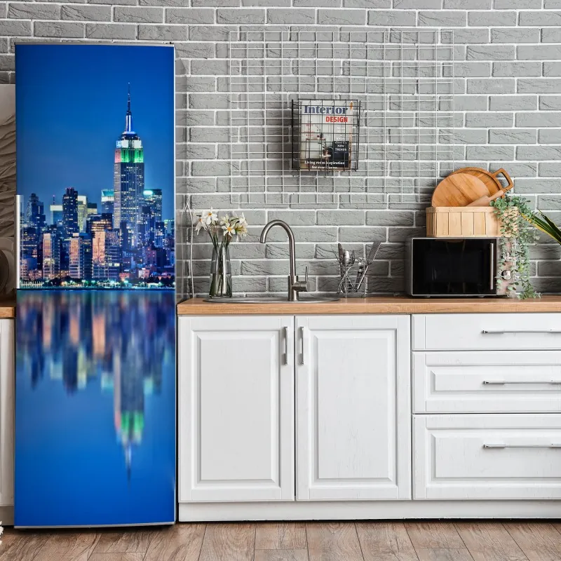 Kühlschrankaufkleber goldener sonnenuntergang über der skyline von New York – Wallnifity®