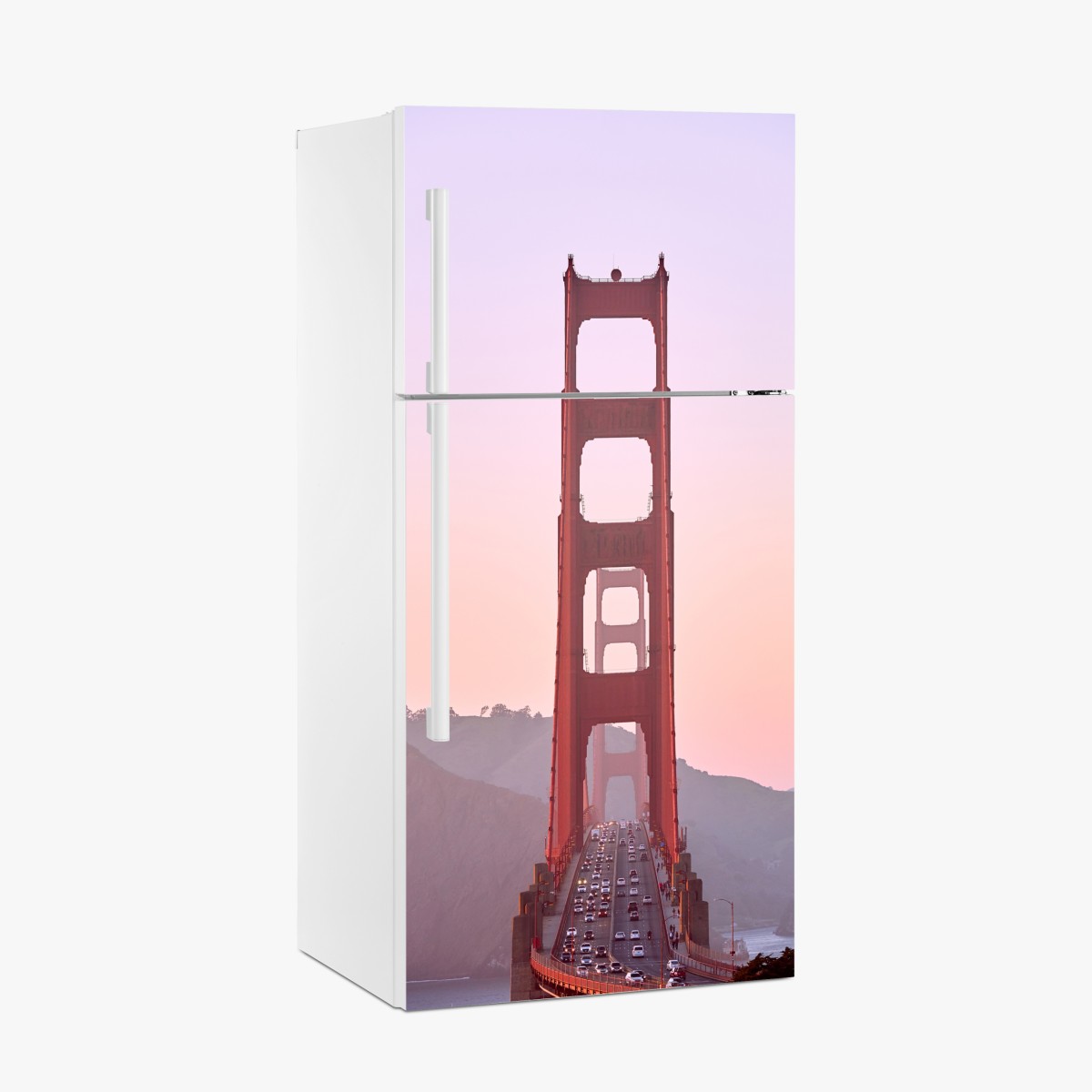 Kühlschrankaufkleber Golden Gate bei pastellfarbenem sonnenuntergang – Wallnifity®