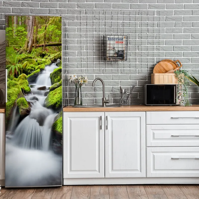 Kühlschrankaufkleber monochromes tropisches blattmuster – Wallnifity®