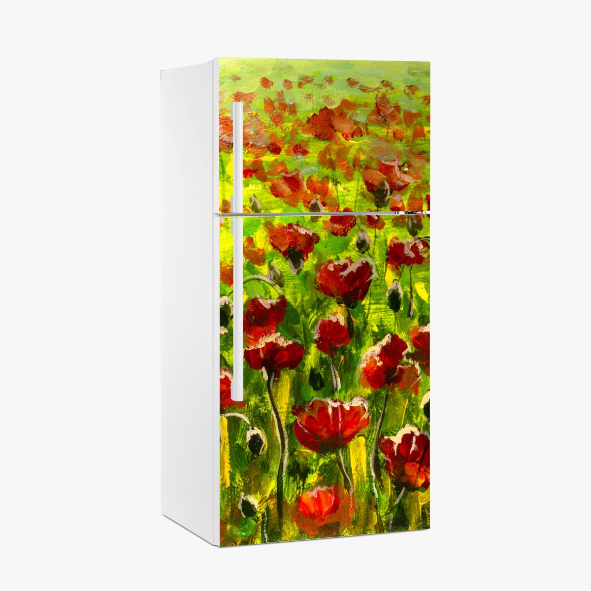 Kühlschrankaufkleber feld roter mohnblumen – Wallnifity®