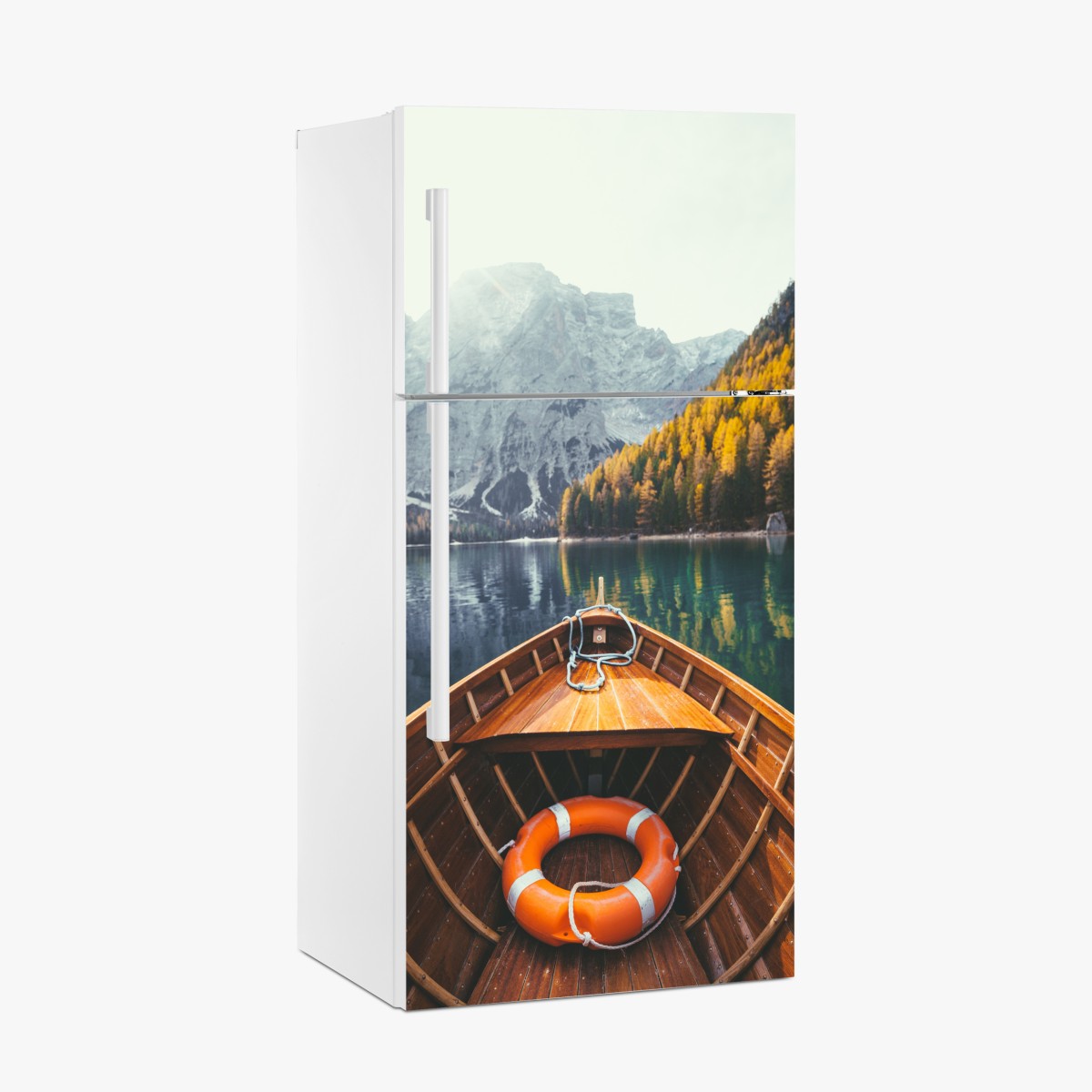 Kühlschrankaufkleber sonnenaufgang am Lago di Braies – Wallnifity®