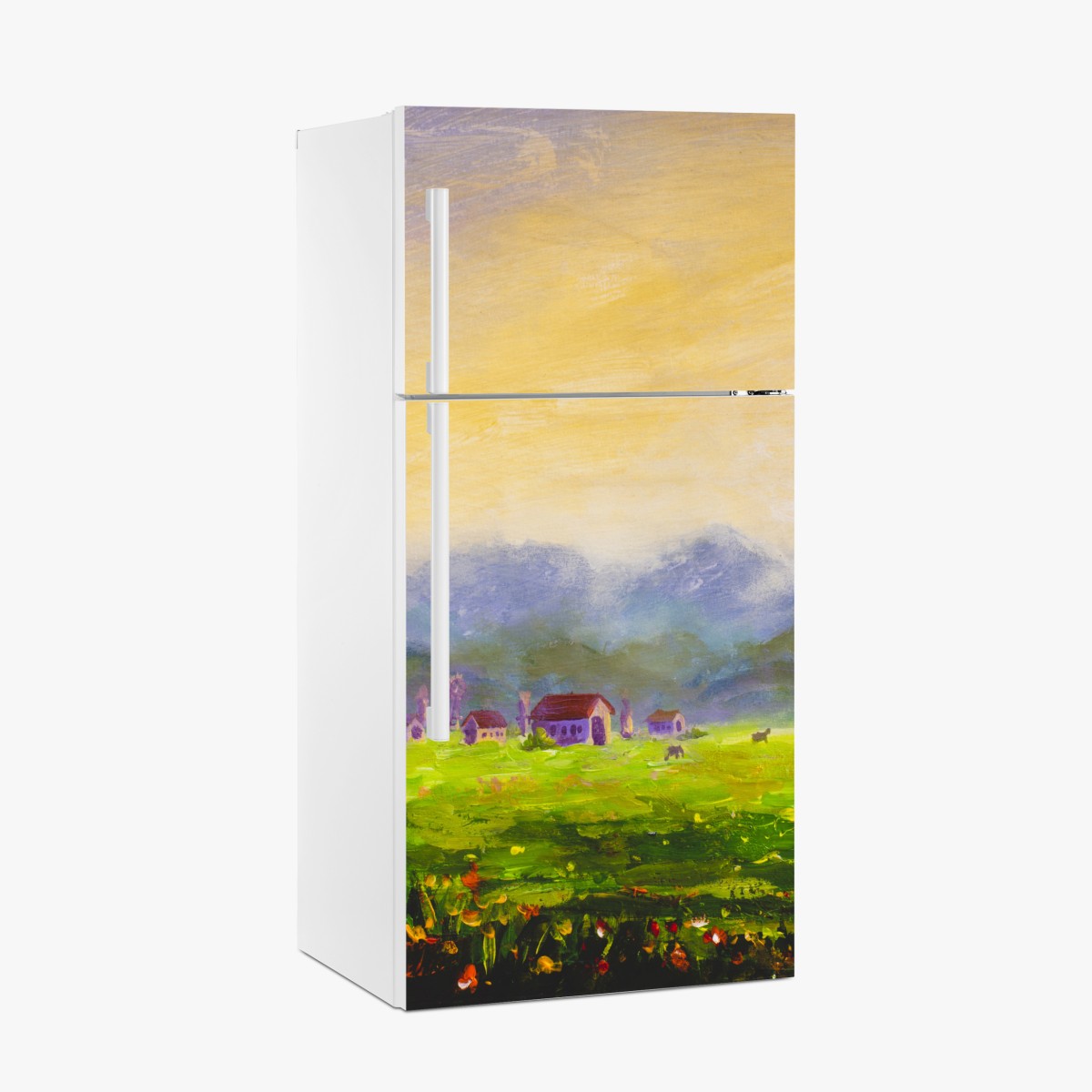 Kühlschrankaufkleber sonnenaufgang über der sommerwiese – Wallnifity®