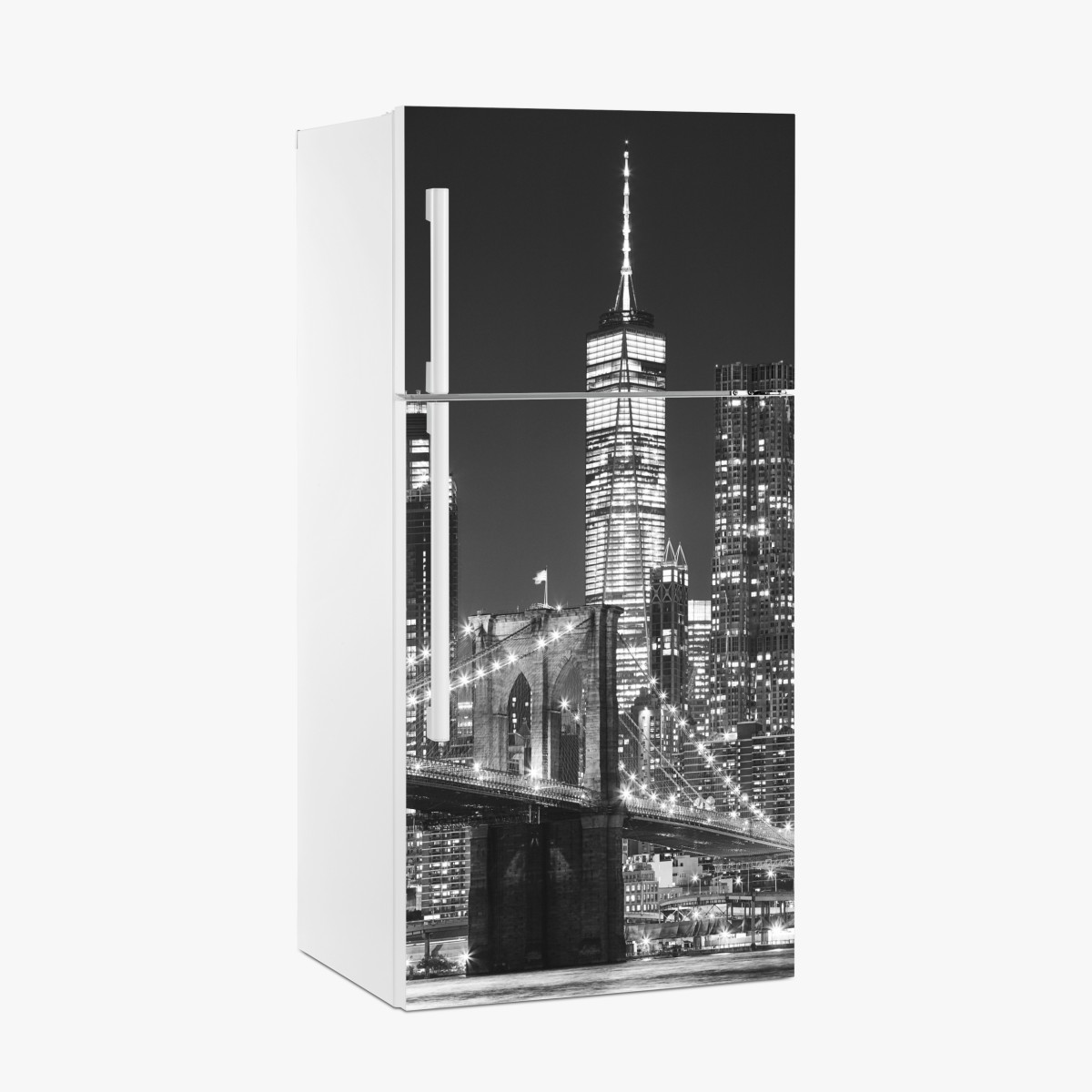 Kühlschrankaufkleber Brooklyn Bridge und Manhattan skyline bei nacht – Wallnifity®