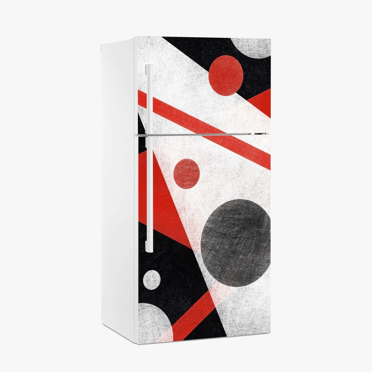 Kühlschrankaufkleber geometrische abstraktion in rot und schwarz – Wallnifity®