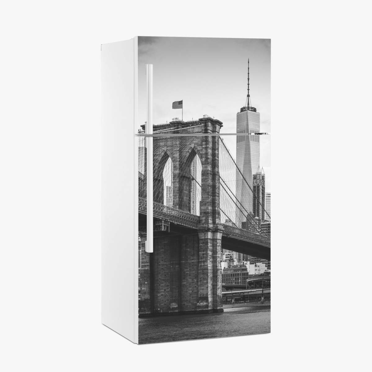 Kühlschrankaufkleber Brooklyn bridge schwarzweiß stadtbild – Wallnifity®