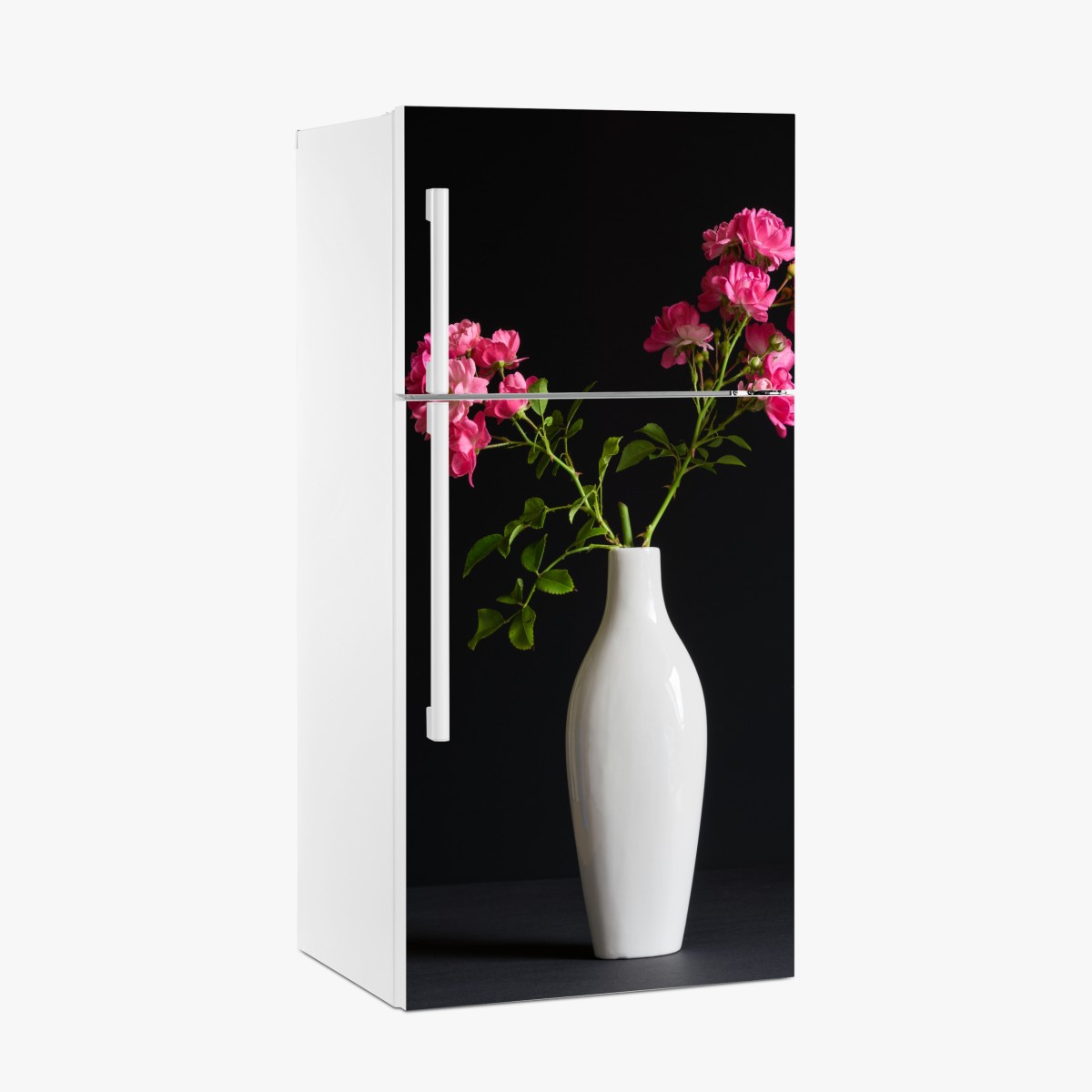 Kühlschrankaufkleber rosa rosen in weißer vase – Wallnifity®
