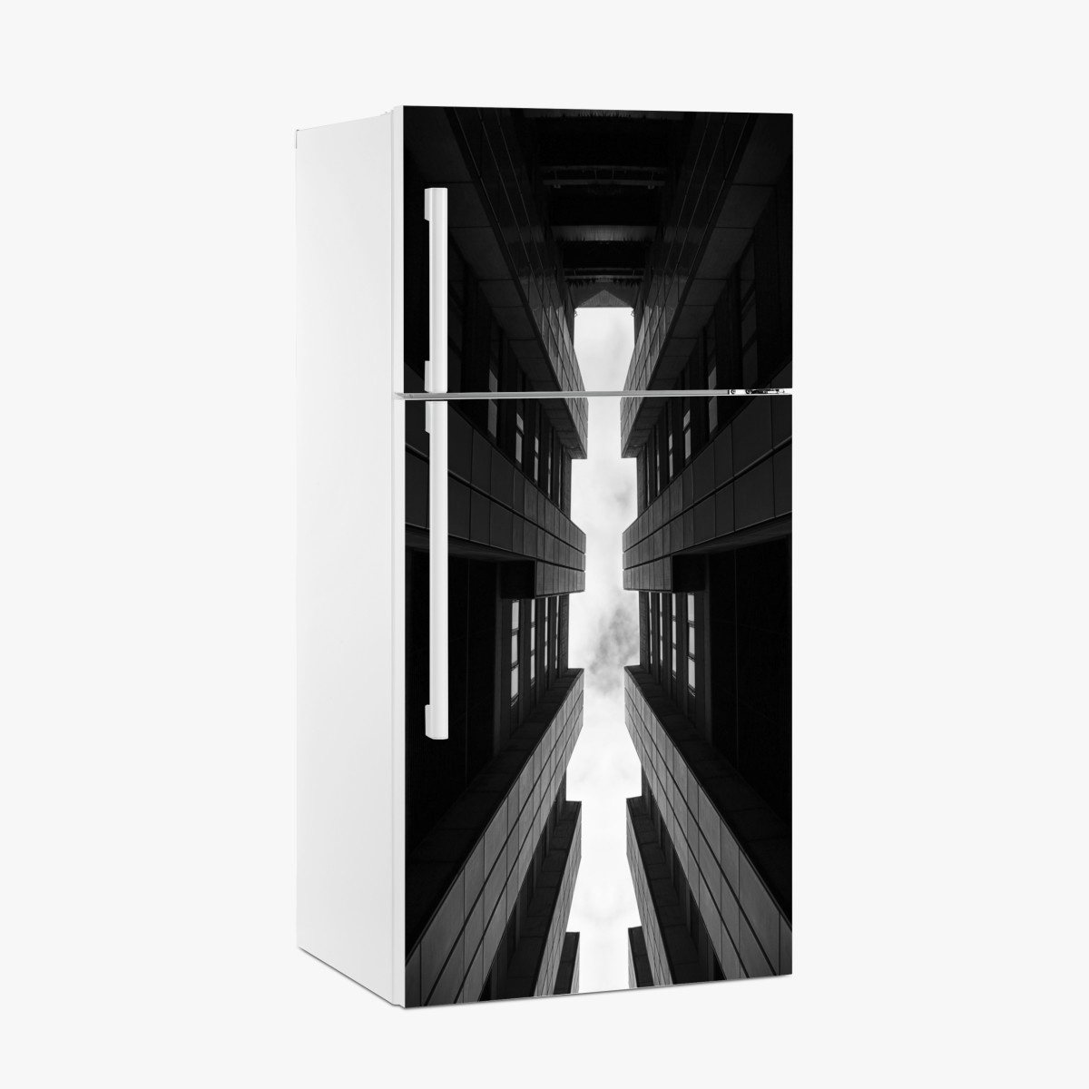 Kühlschrankaufkleber vertikale städtische symmetrie in monochrom – Wallnifity®