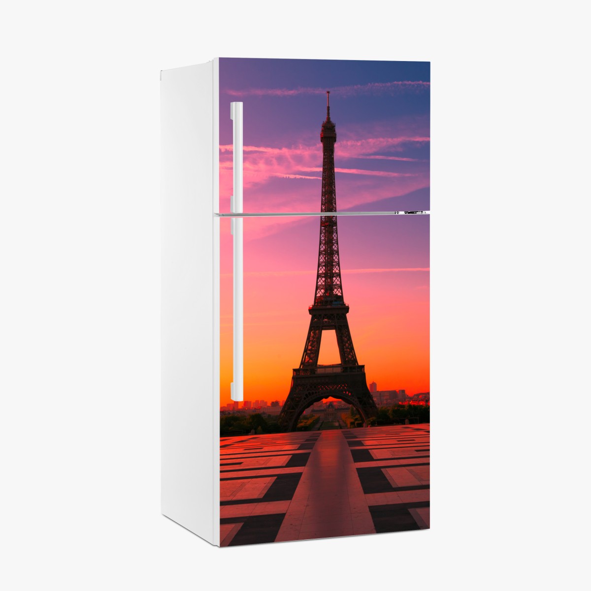 Kühlschrankaufkleber sonnenaufgang über dem Eiffelturm – Wallnifity®