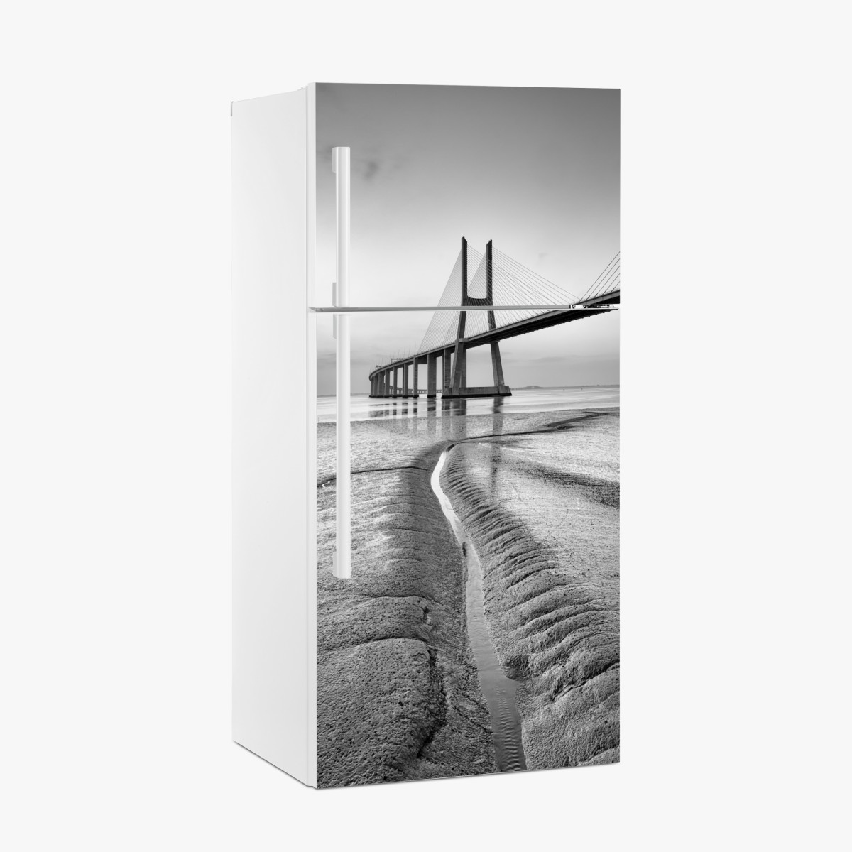 Kühlschrankaufkleber minimalistische seilbrücke in monochrom – Wallnifity®