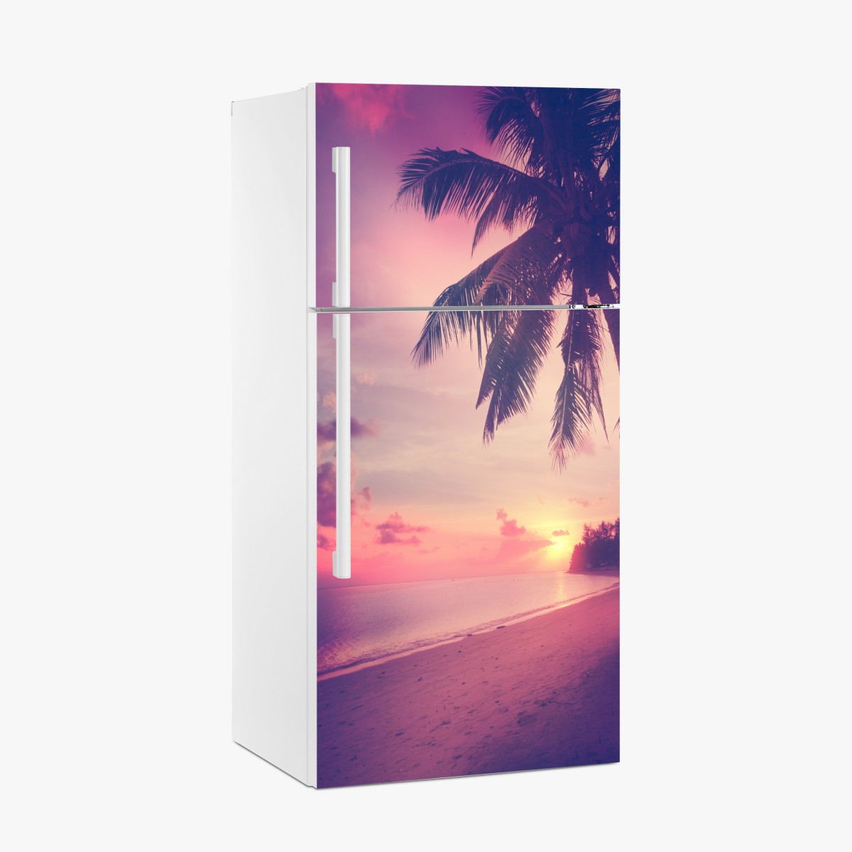 Kühlschrankaufkleber tropischer sonnenuntergang am strand – Wallnifity®