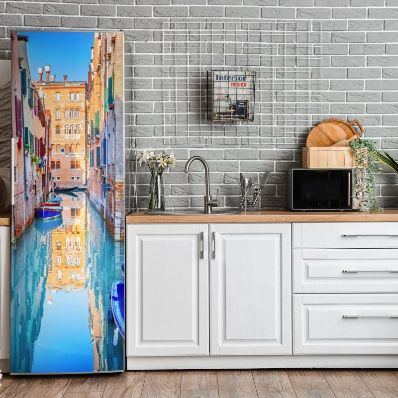 Kühlschrankaufkleber pastelliges blättermuster für die wand – Wallnifity®