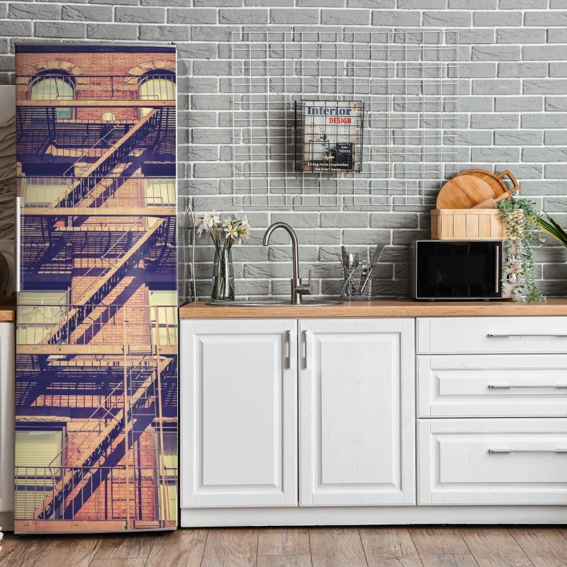 Kühlschrankaufkleber schwarz-weiß geometrisches muster – Wallnifity®