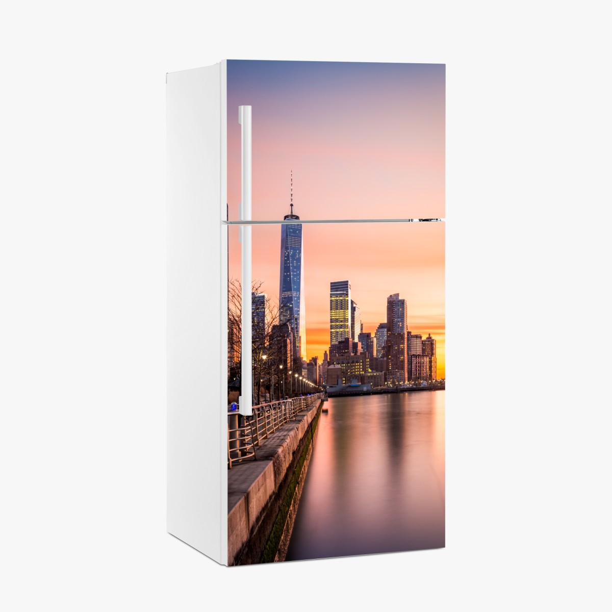 Kühlschrankaufkleber Lower Manhattan bei sonnenuntergang – Wallnifity®