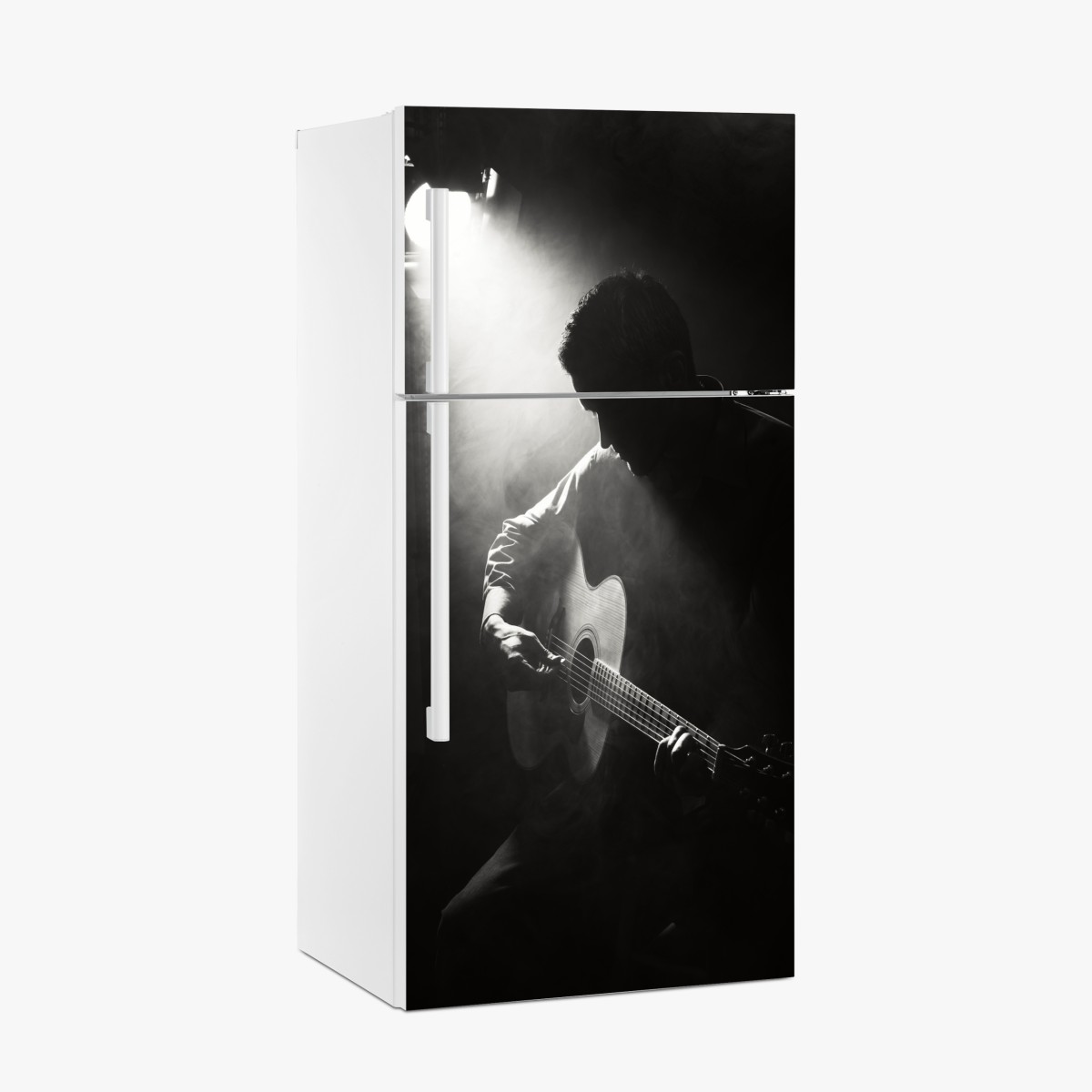 Kühlschrankaufkleber silhouette eines gitaristen im scheinwerferlicht – Wallnifity®
