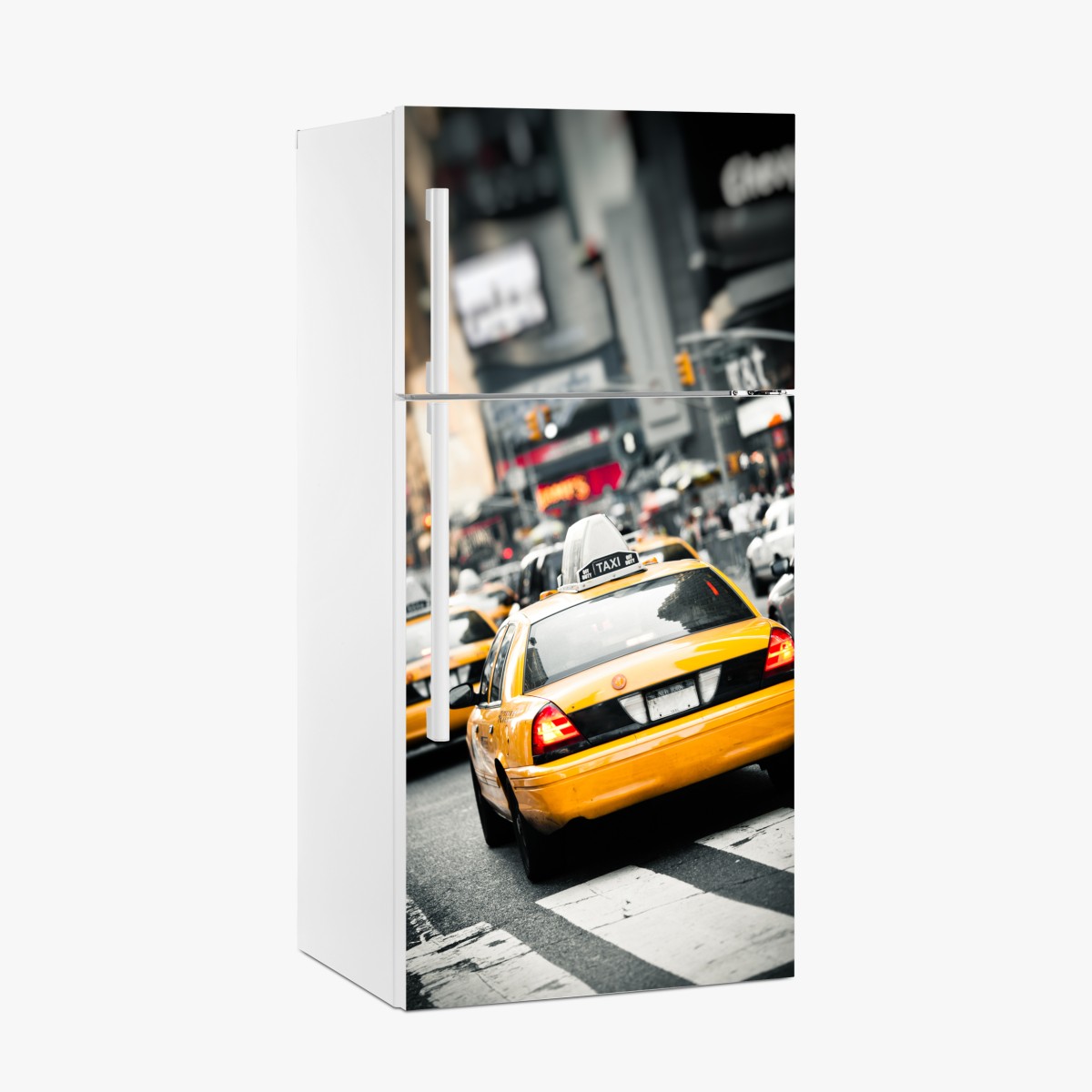 Kühlschrankaufkleber gelbes taxi in den straßen von New York – Wallnifity®