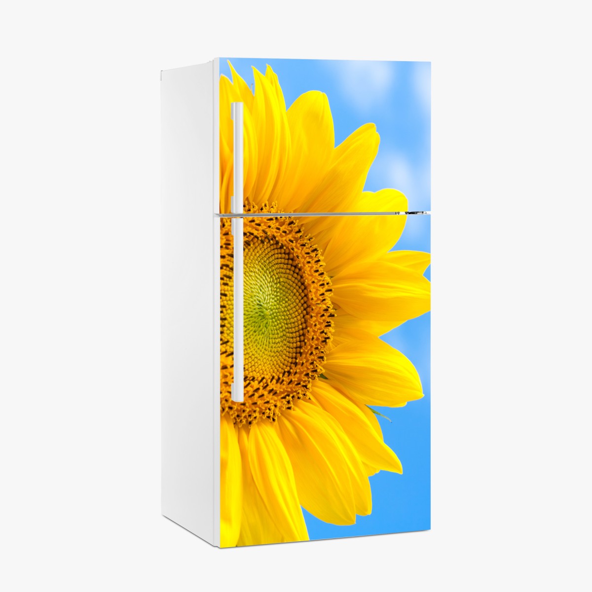 Kühlschrankaufkleber leuchtende sonnenblume vor blauem himmel – Wallnifity®
