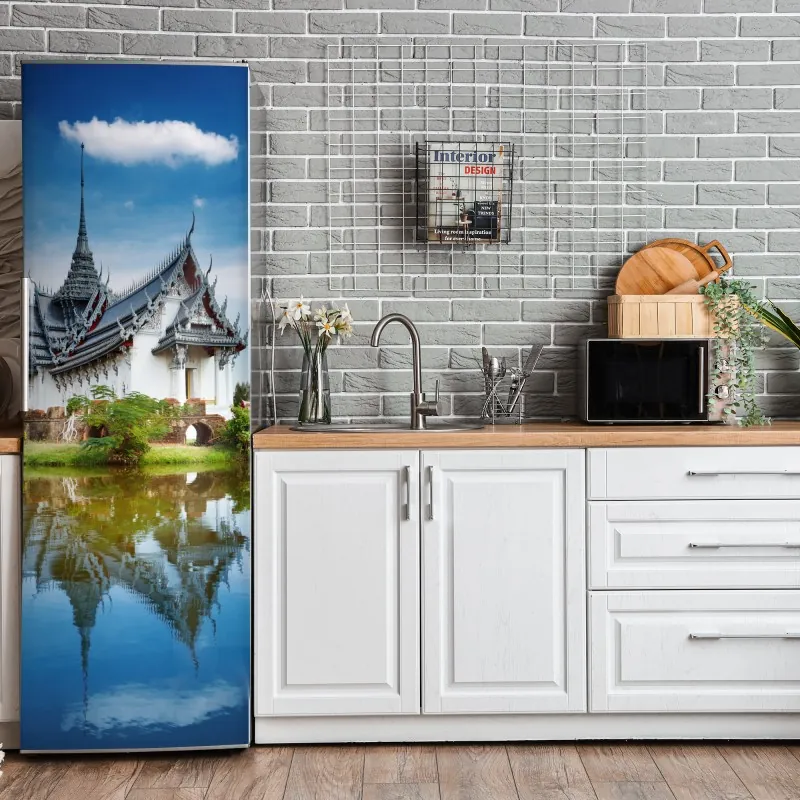 Kühlschrankaufkleber türkiser aquarellausbruch abstrakt – Wallnifity®
