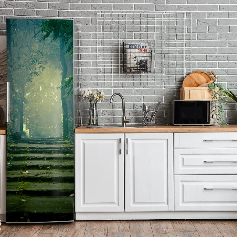 Kühlschrankaufkleber monochromes tropisches blattmuster – Wallnifity®