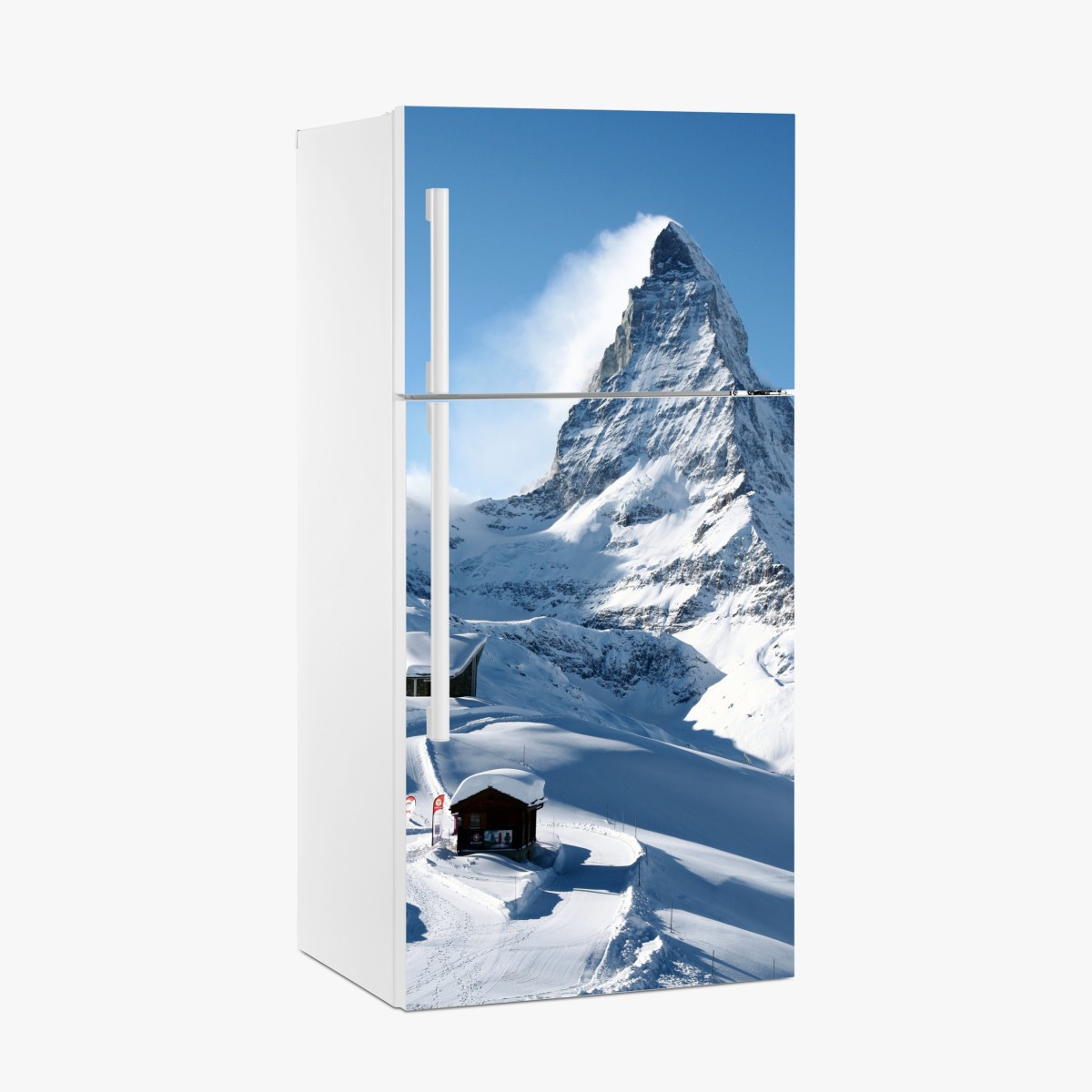 Kühlschrankaufkleber majestätischer alpiner gipfel im winter – Wallnifity®