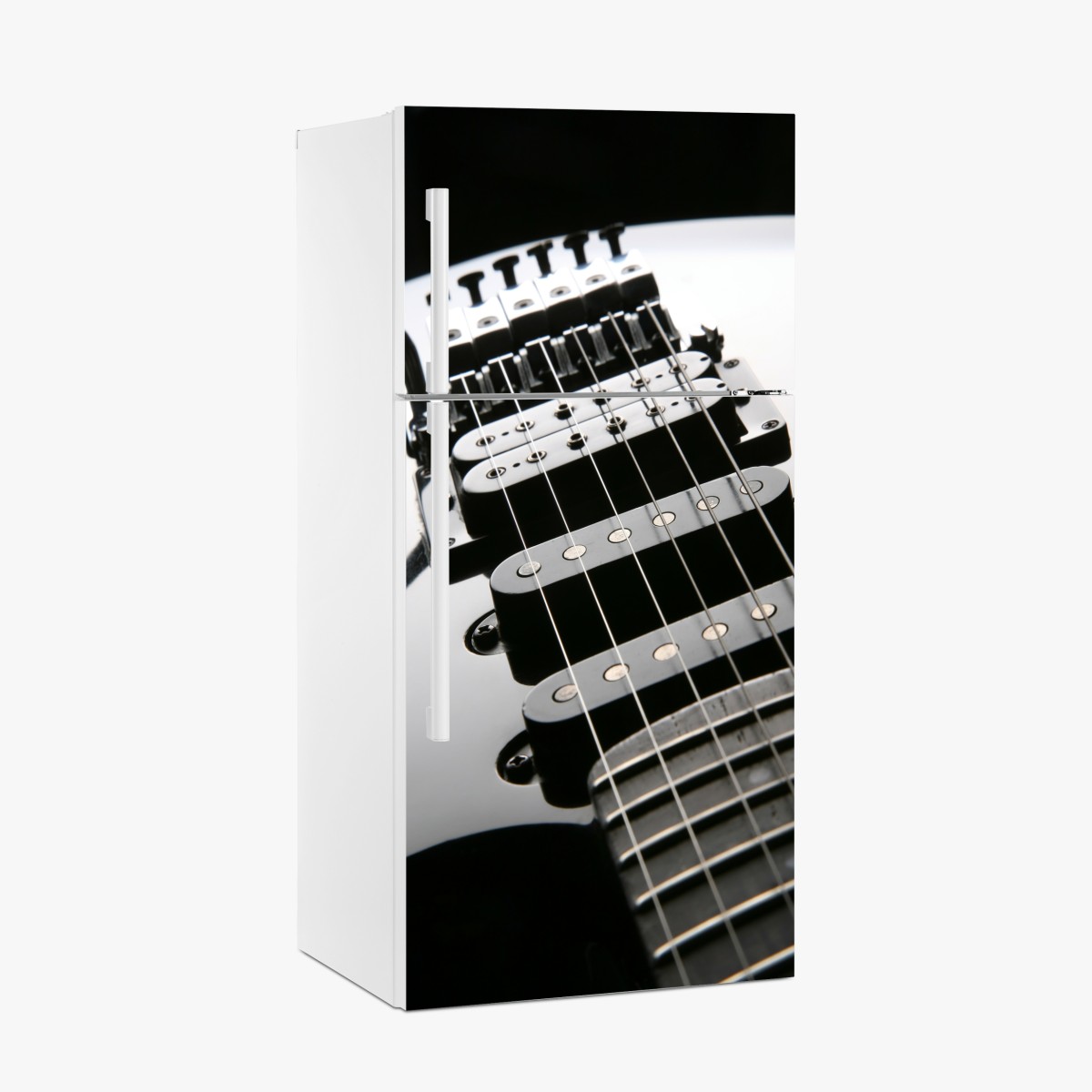 Kühlschrankaufkleber nahaufnahme einer schwarzen elektrogitarre – Wallnifity®