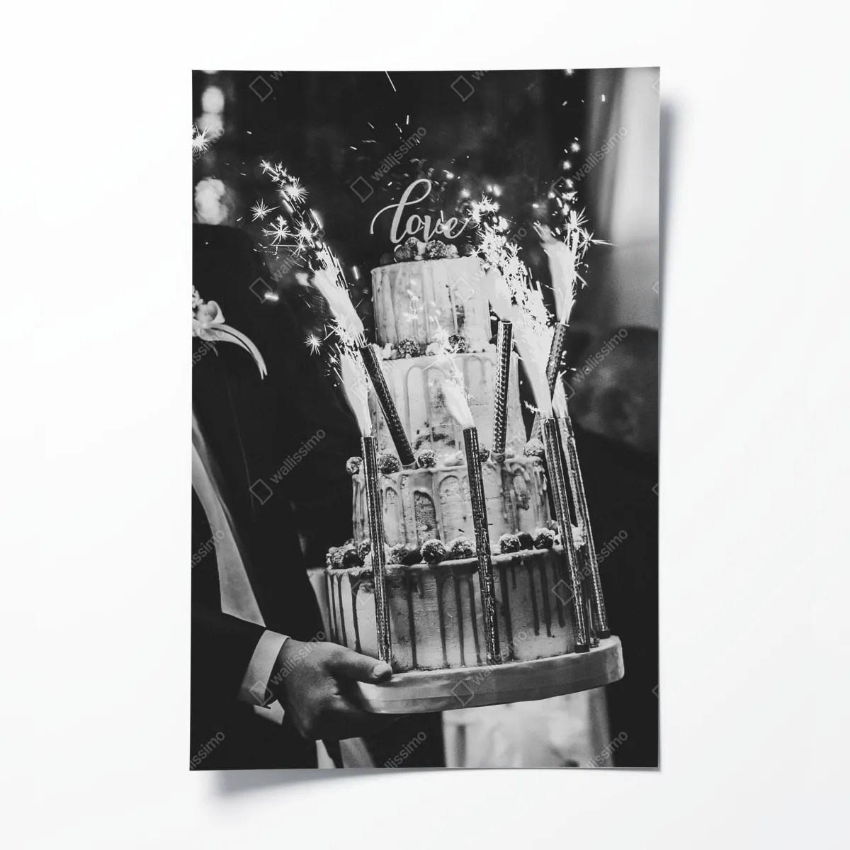 Poster rustikale hochzeitstorte mit wunderkerzen – Wallnifity®