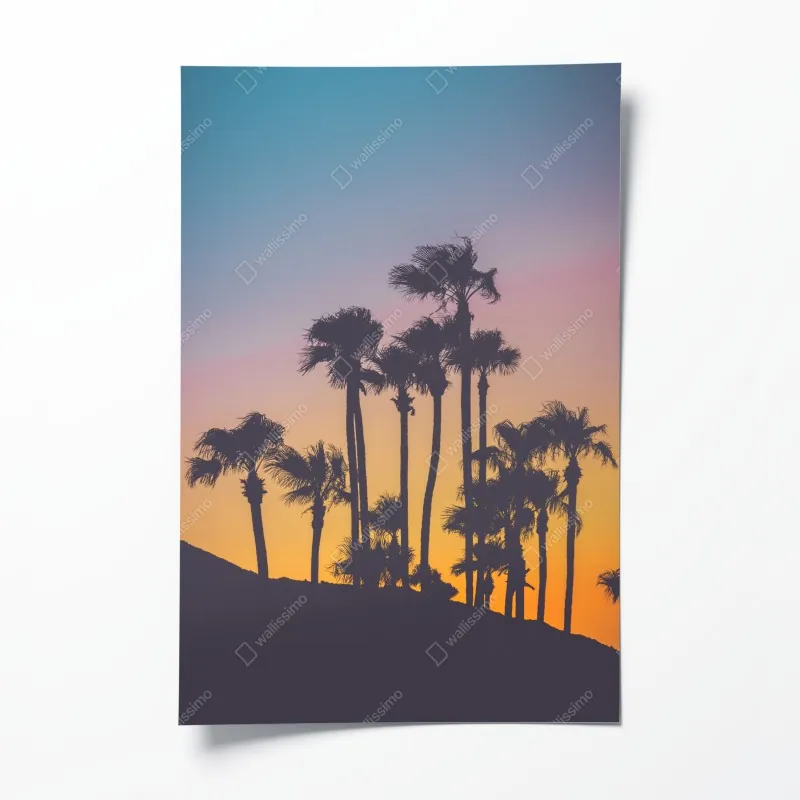 Poster sonnenuntergang am strand von Mahe, Seychellen – Wallnifity®