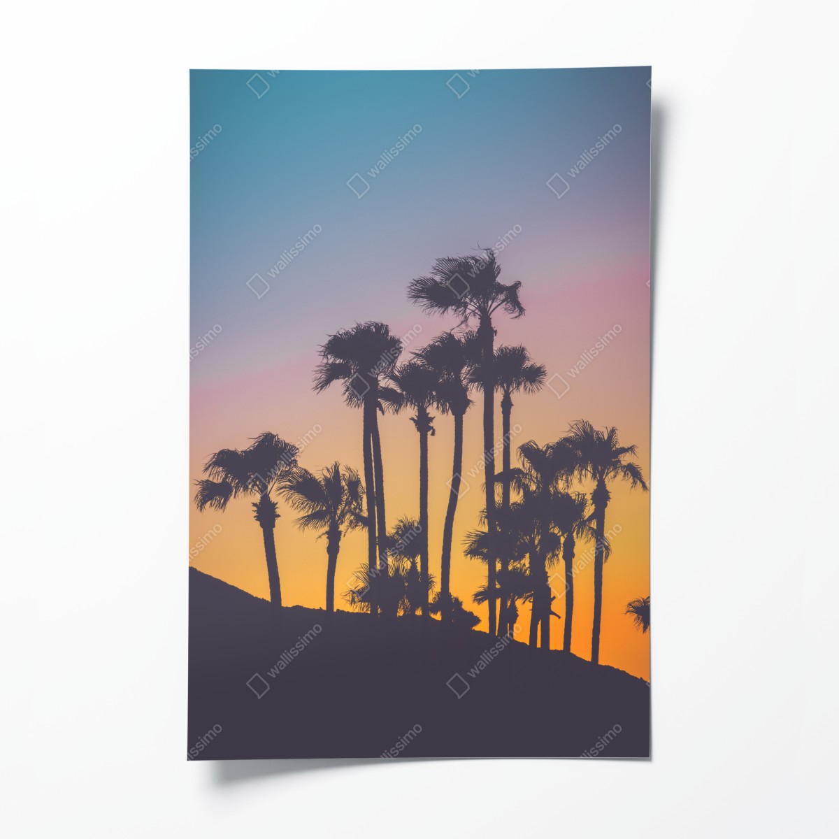 Poster retro tropische palmen bei sonnenuntergang – Wallnifity®