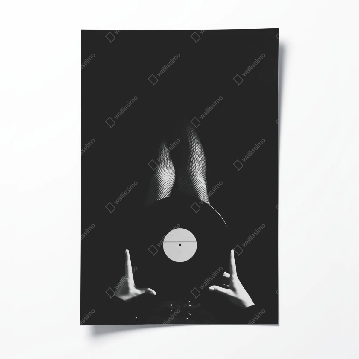 Poster schallplatte und beine in netzstrümpfen – Wallnifity®