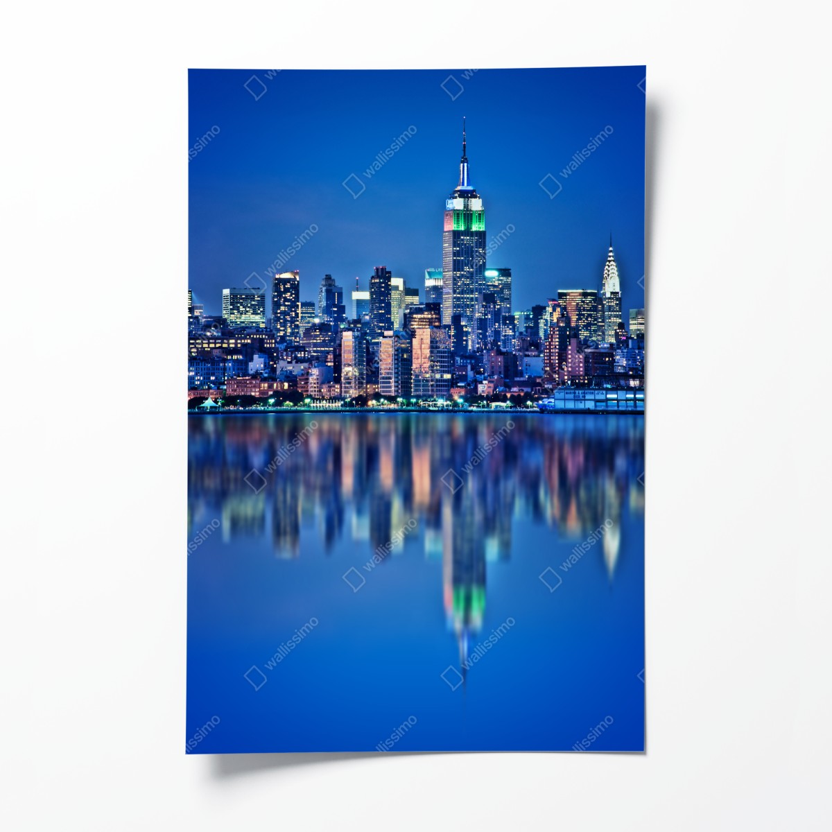 Poster New York skyline bei nacht mit spiegelung – Wallnifity®