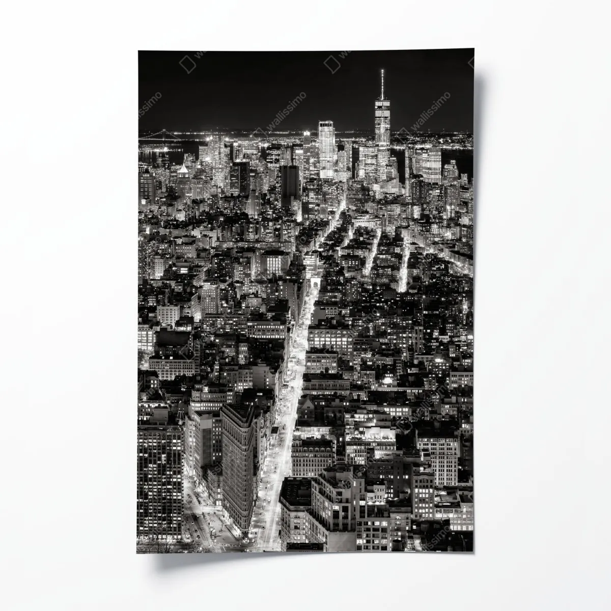 Poster monochrome stadtansicht bei nacht – Wallnifity®