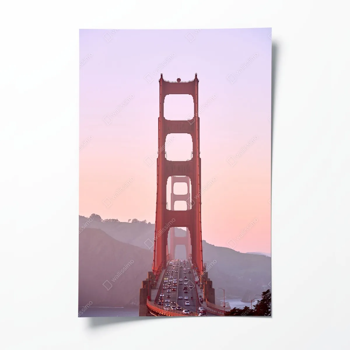 Poster Golden Gate bei pastellfarbenem sonnenuntergang – Wallnifity®
