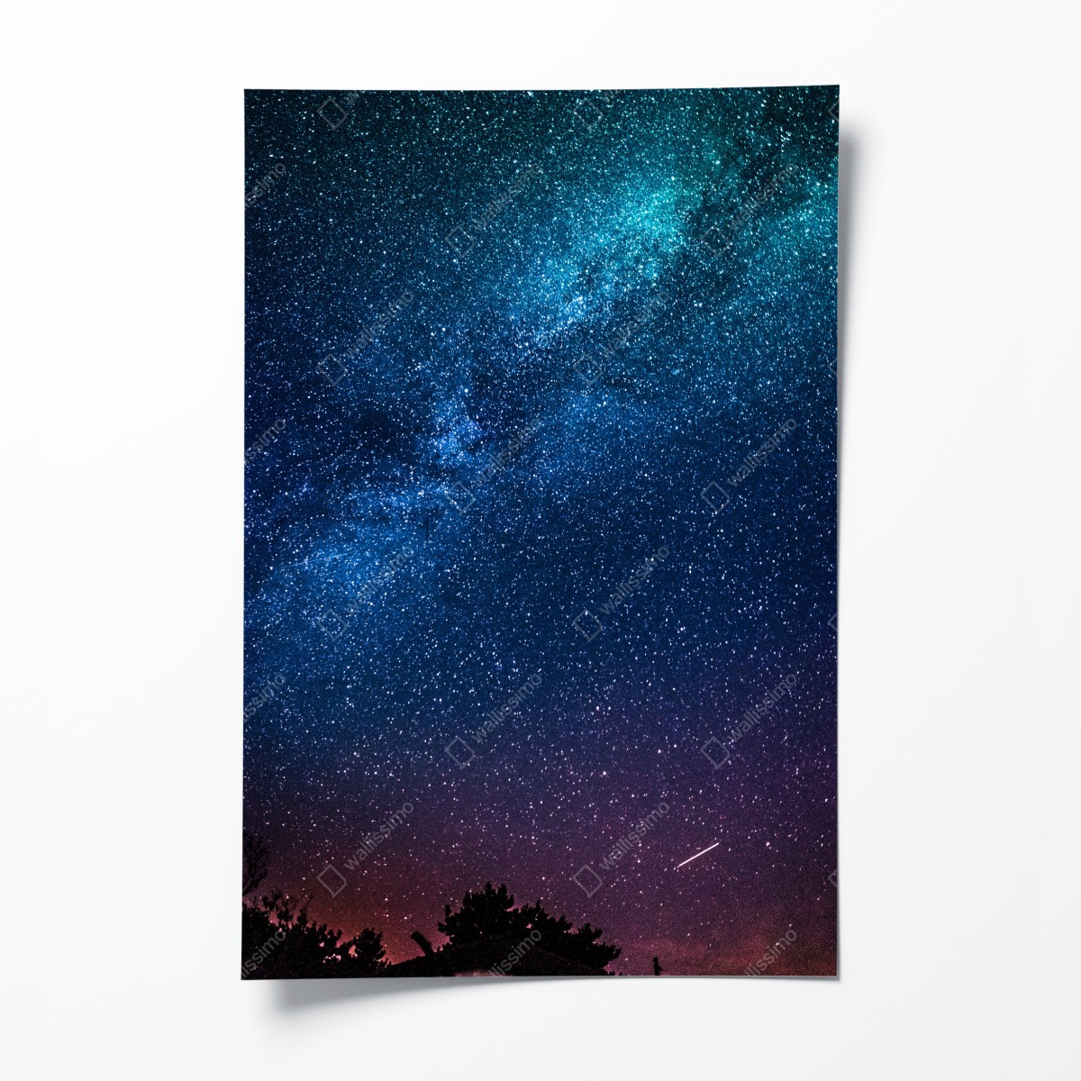Poster tiefblauer nachthimmel mit milchstraße und sternschnuppe – Wallnifity®