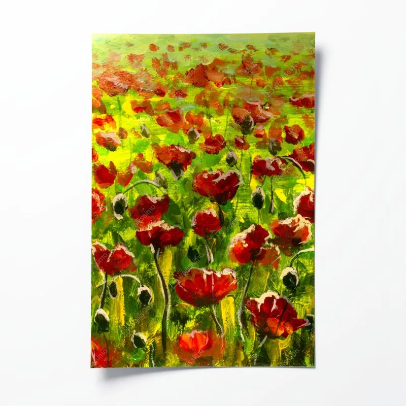 Poster sonnenbeschienenes sojafeld bei sonnenuntergang – Wallnifity®