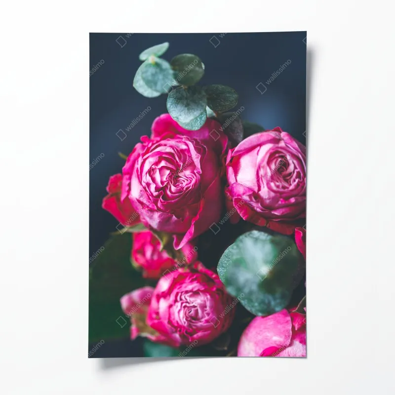 Poster leuchtende lila-blaue abstrakte 3d-formen – Wallnifity®