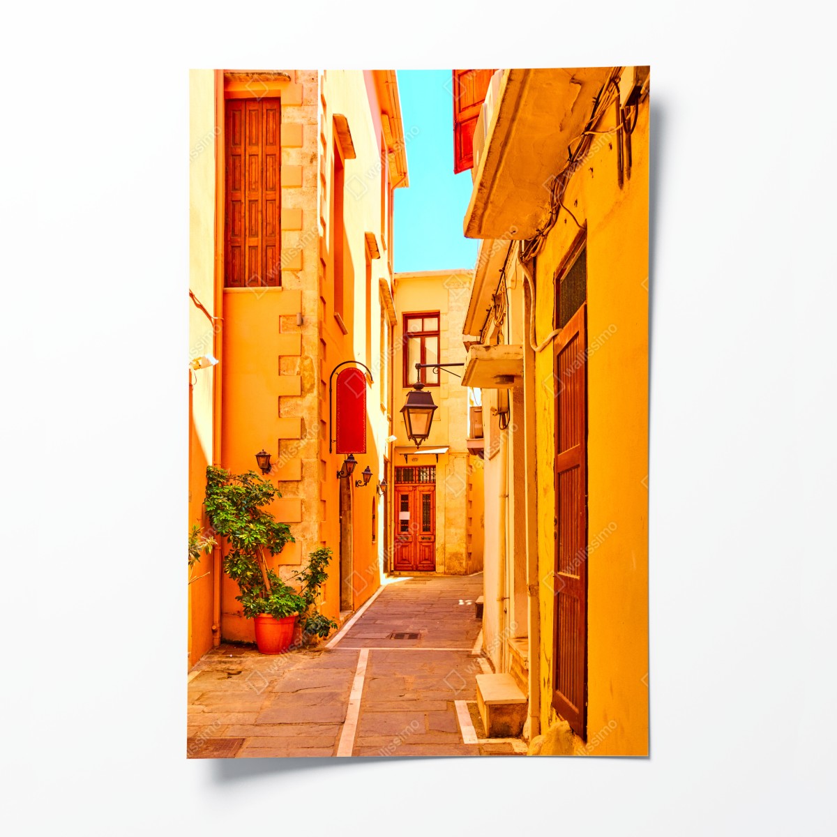 Poster sonnige gelbe gasse in Rethymno, Kreta – Wallnifity®